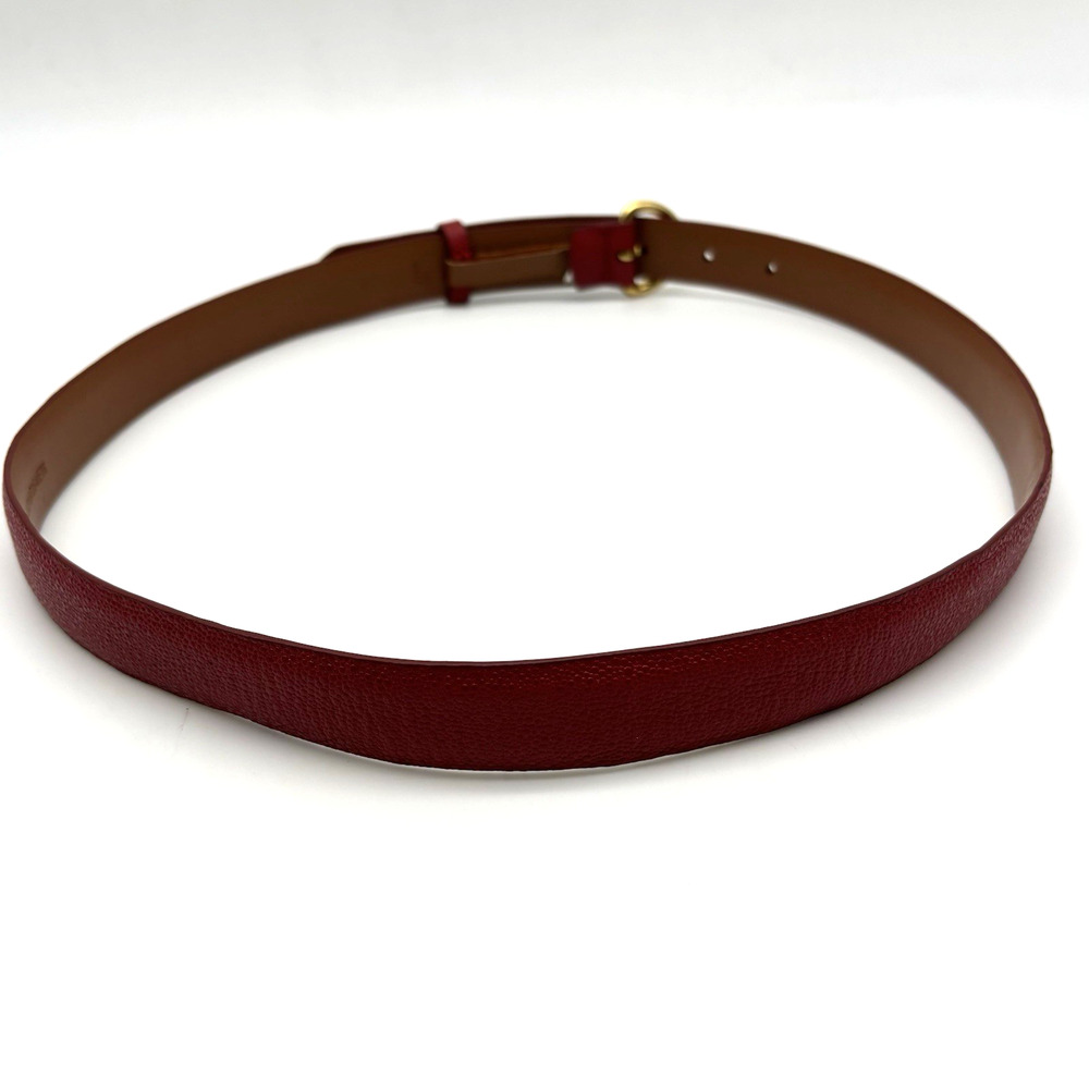Lauren Ralph Lauren Pebbled Cherry Red Gold-tone Buckle Skinny Belt M 31-35" - Picture 5 of 16